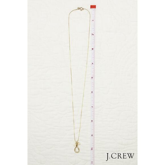New J. Crew Gold Necklace w/ Crystal & Leaf Pendant - Picture 3 of 3